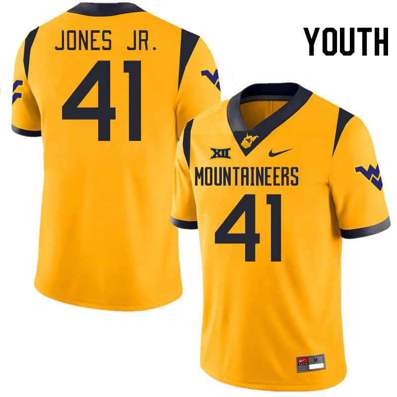 Youth #41 Curtis Jones Jr. West Virginia Mountaineers College 2024 New Uniforms Football Jerseys Sti